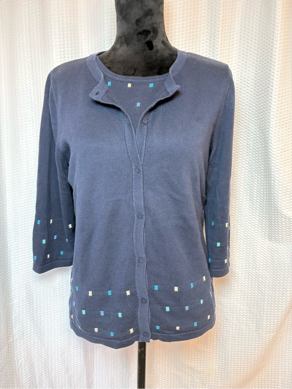Christopher & Banks Blue 3/4 Sleeve Cardigan & Tank Top Set 100% Cotton Size S/M